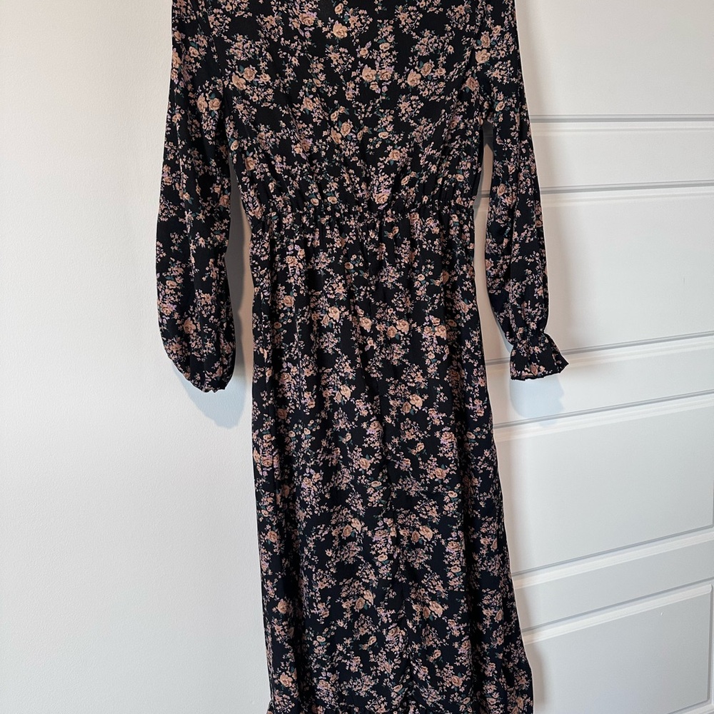 Floral Black and Pink Women's Dress
